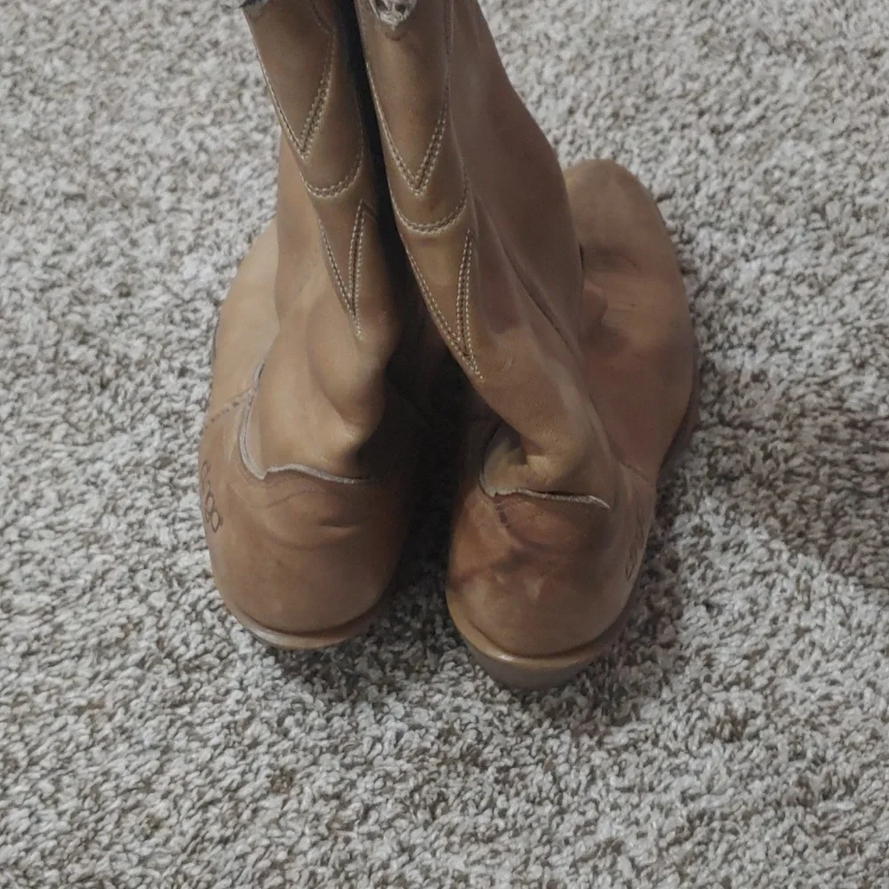 VTG Dingo Leather Cowboy Boots Light Brown Men's Size 8